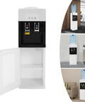 Standing Hot And Cold Water Cooler Dispenser With Top Loading On Demand 5 Gallon Bottle Compatible 500W Heating White