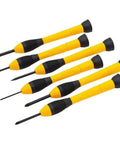 Six Piece Precision Screwdriver Set For Electronics And Small Repairs In Black And Yellow Pro Grade Tools With Magnetic Tips