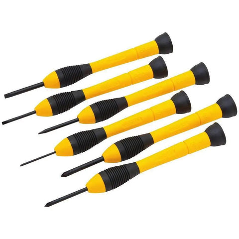Six Piece Precision Screwdriver Set For Electronics And Small Repairs In Black And Yellow Pro Grade Tools With Magnetic Tips