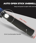 Heavy Duty Golf Umbrella With Windproof Vented Double Canopy And Swift Auto Open delivers a comfortable EVA handle and auto open mechanism.