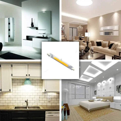 20W R7S LED Bulbs 118mm 3000 Lumens Dimmable Cool Daylight 6000K J Type CRI Over 90 Flood Light Bulbs in various rooms