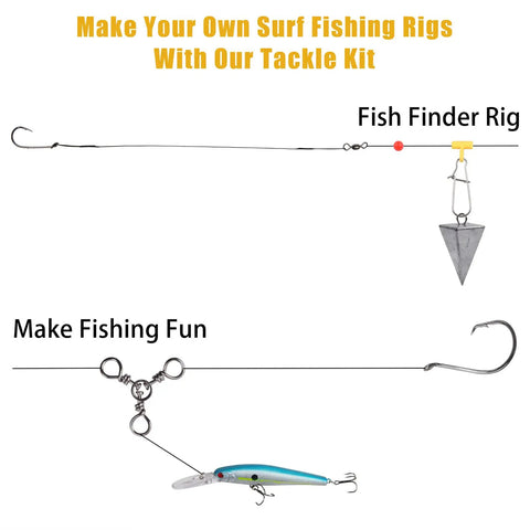 Fish Finder Rig and customized rig from 136 Piece Saltwater Tackle Kit For Surf Fishing With Lures And Rigs Hooks Leaders Swivels Sinker Weights Beads Snaps And More All In One Ocean Fishing Gear