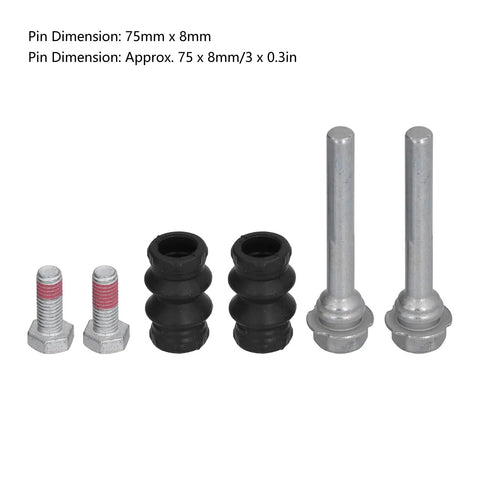 Premium Rear Brake Caliper Slider Pins Guide Bolts Kit Fits VW Transporter T4 Van And Caravan Smooth Direct Fit Replacement BCF1346B For Quick Fix, 75mm x 8mm steel pins