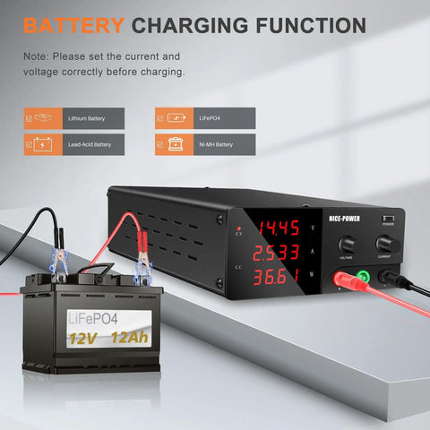 Beefy Benchtop DC Power Supply 100V 10A 1000W with encoder adjustable knob charging LiFePO4 battery