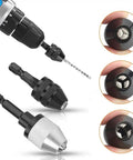 Keyless Drill Chuck Adapters Set 0.8 to 8 mm and 0.3 to 3.6 mm One Quarter Inch Hex Shank Quick Change Converter for Hammer Drills