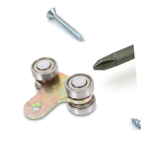 Premium stainless steel trolley rollers for sliding door track systems with screws and screwdriver for installation