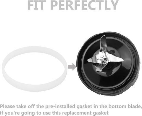 Premium Blender Blade Replacement 6 Fin Beefed Up Stainless Steel and sealing ring compatible with 3.9 inch cups shown separately