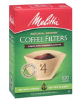 Box of natural brown coffee filters with flavor enhancing microfine perforations for 8-12 cup makers, 100 count.
