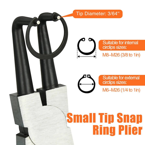 7 Inch Snap Ring Pliers Set With 3 64th Inch Tip Internal And External Circlip Pliers Kit Straight And Bent Jaw For Ring Remover