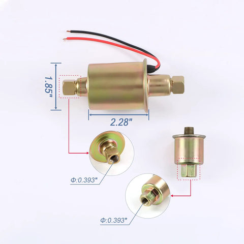 Universal Electric Fuel Pump For Gas, Diesel, Marine And Carbureted Engines, Replaces OE Pump, dimensions 1.85x2.28 inches