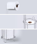 Toilet Paper Holder Stand And Tissue Roll Dispenser For Four Mega Rolls Freestanding Bathroom Storage Rack with wire design