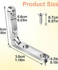 Heavy Duty 90 Degree Small Hinge Set For Wooden Boxes And Miniature Furniture Craft Projects Jewelry Cases Cabinets And Drawers Includes 20 Sets With Screws For Easy Installation, hinge dimensions labeled