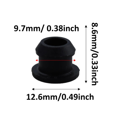 Heavy Duty Silicone Snap In Hole Plugs Waterproof Round Panel Seals 9mm Diameter 20 Pack tight fit black grommet with measurements
