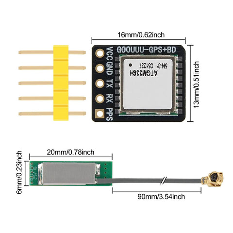 Plug And Play Dual Mode GNSS GPS BDS Module For Flight Control And Arduino Projects, showing dimensions, solid design