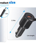 5V Car Charger With USB Port For Rand McNally GPS TND Tablet 85 740 750 And OverDryve 7 8 Pro RV Truck GPS Systems showing size with dimensions.