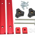 Double Cut 300mm T Track Set For Woodshop Jigs And Fixtures Aluminum Universal Rail With Predrilled Mounting Holes, red components.