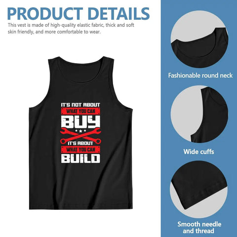 Built Different Men's Tank Top, Premium Cotton Sleeveless Undershirt, Lightweight Motorbike Mechanic Muscle Tee For Tough Summer Gym Grinds And Weekend Rides