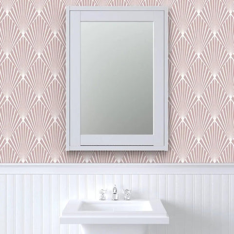 Top Tier Heavy Duty Geometric Stripes Wallcovering With Tough Matte Linen Finish Pvc Free Paste To Paper Pro Grade Home Makeover in a bathroom.