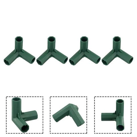 Set Of 4 Plastic Greenhouse Frame Connectors For 16mm Tubes Easy Install Right Angle 3 Way Plant Support Brackets DIY Garden Trellis Fittings Outdoor Awning Frame Parts For Climbing Plants