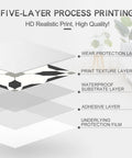 Illustration of five-layer process printing for Self Adhesive Peel And Stick Floor Tiles 20 Pack 7.87 Inch Square DIY Vinyl Flooring