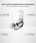 Cam Lock For Cabinets And Drawers, Quick Install Zinc Alloy Security Lock With Keys, Durable Replacement Hardware That Keeps Cabinet Doors And Drawers Secure And Private, 1 Pack