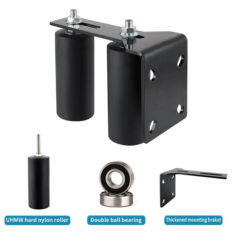 Slide Gate Guide Roller With Two And A Half Inch UHMW Nylon Wheel And Beefy Steel Bracket, Adjustable Gate Support Assembly