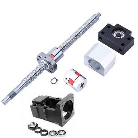 Heavy Duty Cnc Linear Motion Kit Featuring 16 Mm Ballscrew With 960 Mm Length Paired With 20 Mm Steel Rails including connectors and couplers.