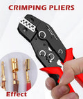 No Sweat Ratcheting Wire Crimping Tool With Auto Release Handle And Chrome Moly Jaws for crimping open barrel terminals.