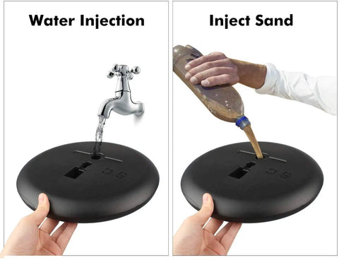 Base of Adjustable Pedestal Poster Sign Stand For 8.5 x 11 Posters being filled with water and sand for stability