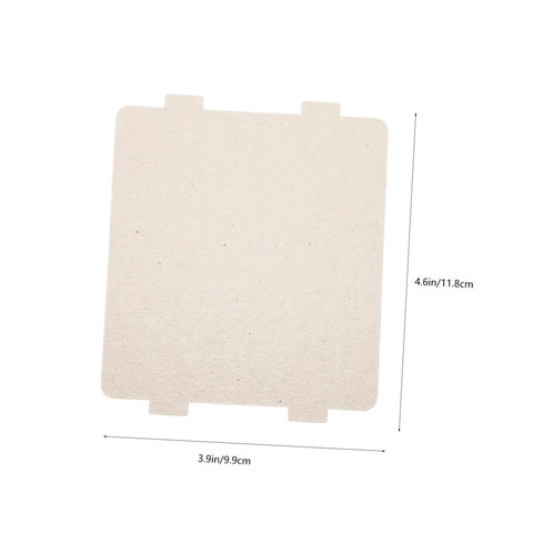 Single mica sheet from 10 Pack Microwave Waveguide Mica Sheets Heat Resistant Insulation Covers Fireproof Shield For Kitchen Use Protect Your Microwave From Burning While You Cook, 3.9 by 4.6 inches in size.