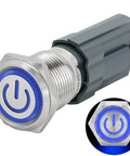 IP67 Waterproof Latching Push Button Switch 15A 12-24V DC With LED Angel Eye Light 16mm Hole SPST 1NO Stainless Steel 304 close-up
