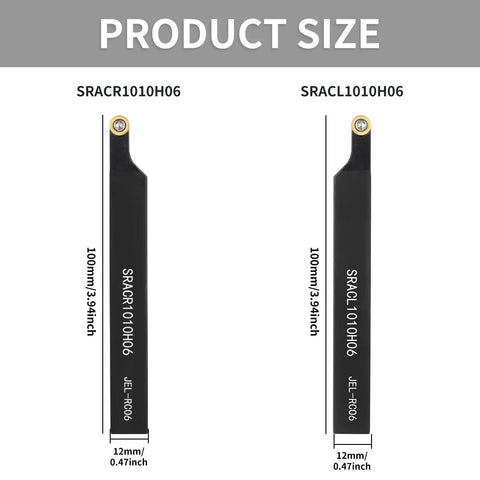 Indexable Lathe Turning Tool Kit 3/8 Inch 10mm Pro Grade with two tool holders and size dimensions shown for each.