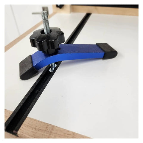 Four Pack T Track Hold Down Clamps 160mm Curved Aluminum Quick Acting Clamps With Rotating Pivot and Height Adjustment