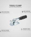 Compact 2.77 Inch Zinc Plated Toggle Clamp For Woodworking And Welding with ergonomic handle on display.