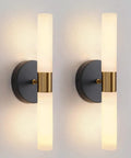 Black And Brass Wall Sconces Set Of Two With Frosted Glass Shades For Living Room Indoor Wall Lights Decor Dope Modern Home Lighting That Is Durable Scratch And Tarnish Resistant Easy Mount Wall Lamps.
