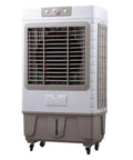 Portable 3 In 1 Evaporative Air Cooler With 3 Quick Speed Settings And Built In Water Tank, features a compact design with adjustable fan and wheels.