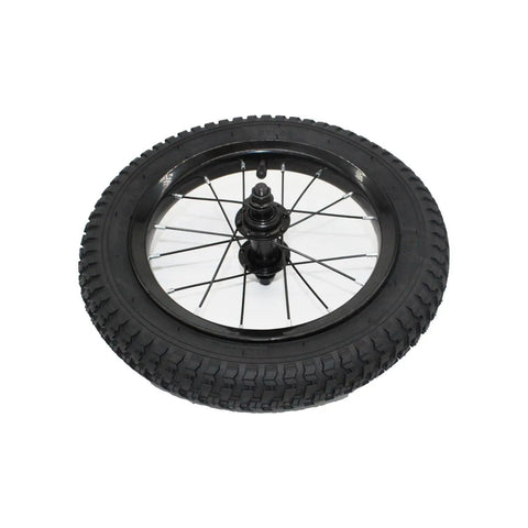 12 Inch Kids Front Bicycle Wheel Replacement With Solid Rubber Tire And Inner Tube, Black Steel Rim, Easy Install, Durable And Safe