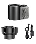 2 In 1 Smart Car Cup Warmer And Portable Cooler 12V Universal Heated Drink Holder With Digital Temp Display, black color, with car adapter.