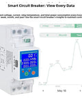 Heavy Duty 80 Amp Smart Circuit Breaker With RS485 Wifi Remote Switch and Built Tough Leakage Protection For No Sweat Energy Tracking On Home Solar Arrays displaying data dashboard.