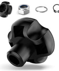 Brand New Top Rated Heavy Duty Black Plastic Trailer Jack Handle Replacement Bracket Assembly With Complete Bolt Kit For Crossover Trailers Slick Quick Install Solution - black plastic handle with nut and washer.