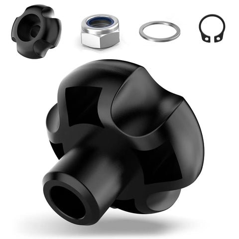 Brand New Top Rated Heavy Duty Black Plastic Trailer Jack Handle Replacement Bracket Assembly With Complete Bolt Kit For Crossover Trailers Slick Quick Install Solution - black plastic handle with nut and washer.
