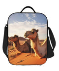 Beast Insulated Lunch Bag For Adults Reusable Leakproof Cooler Tote with camel design and adjustable strap in desert theme