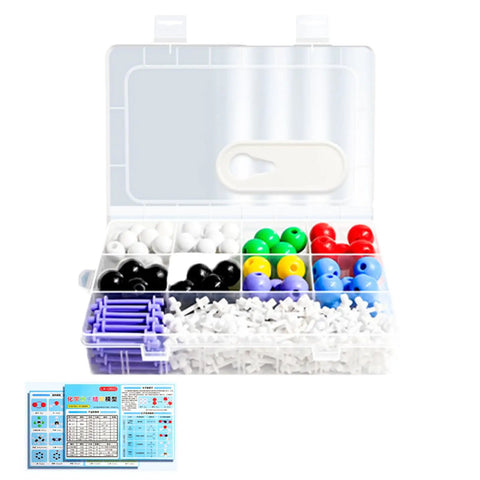 Hands On Molecular Model Kit For Organic Chemistry With Color Coded Atoms And Bonding, Awesome Classroom Teaching Tool, Portable Structure Building Set For Students And Science Lovers. Open case showing colorful atoms, bonds, and instructions.