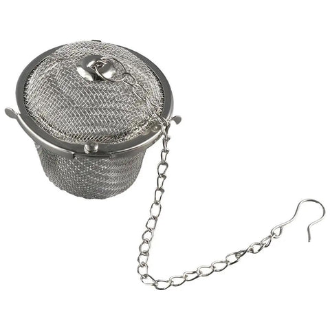 Heavy Duty Stainless Steel Ultrasonic Cleaner Basket Six Pack Snazzy Wire Mesh Nets For Jewelry Watch Parts And Tea Infuser Rock Solid Cleaning Accessory Sweet Add On For Your Everyday Setup, close-up of a mesh tea infuser with hook.