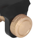 Close-up of the brass knob on the Pro Grade Dovetail Jig Marker And Saw Gauge Set For Woodworking And Furniture Building With Eight Versatile Modules.