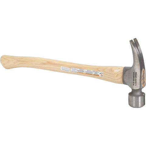 14oz Titanium Framing Hammer With Magnetic Nail Holder And Milled Face For One Hand Nail Start, Tough-As-Nails Heavy-Duty Construction Tool Built For Pros And DIYers VN07175 7175. Side view showing Hickory handle and milled face.