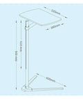 Adjustable Rolling Laptop Desk With Spacious Aluminum Top And Quick Height Adjustments dimensions diagram with measurements.