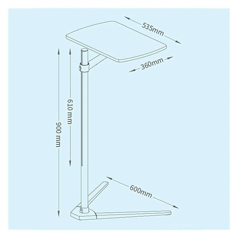 Adjustable Rolling Laptop Desk With Spacious Aluminum Top And Quick Height Adjustments dimensions diagram with measurements.