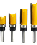 Top Shelf Tungsten Cobalt Face Mill Router Bit Built For Cnc Woodworking Routers, yellow coating, four sizes, precision for hinge mortising.