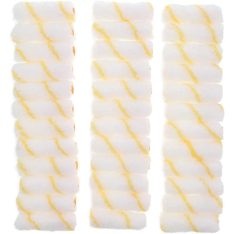 36 Pack 4 Inch Mini Foam Paint Roller Covers For Smooth Even Coverage Refills And Sleeves For Trim And Detail Projects Bulk Paint Set For Home DIY And Pro Use, showing multiple foam rollers lined up